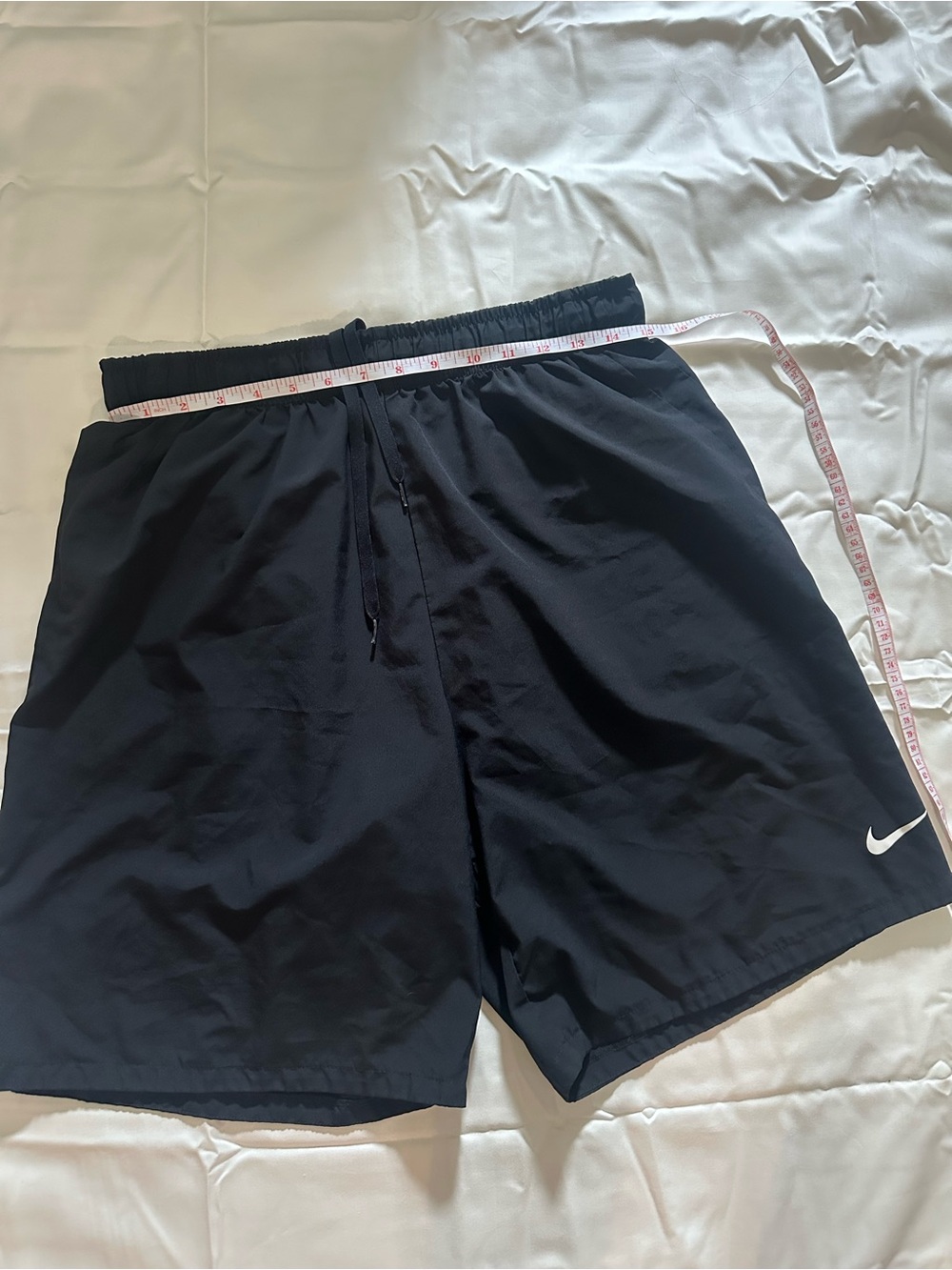 Nike Men’s Black Athletic Swim Shorts with White Swoosh